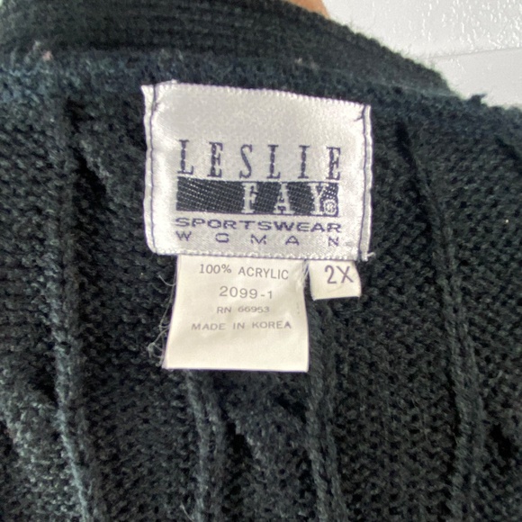 Leslie Fay Vintage Black Cable Knit Button Vest Women’s 2X Gold Button Classic - Picture 8 of 9